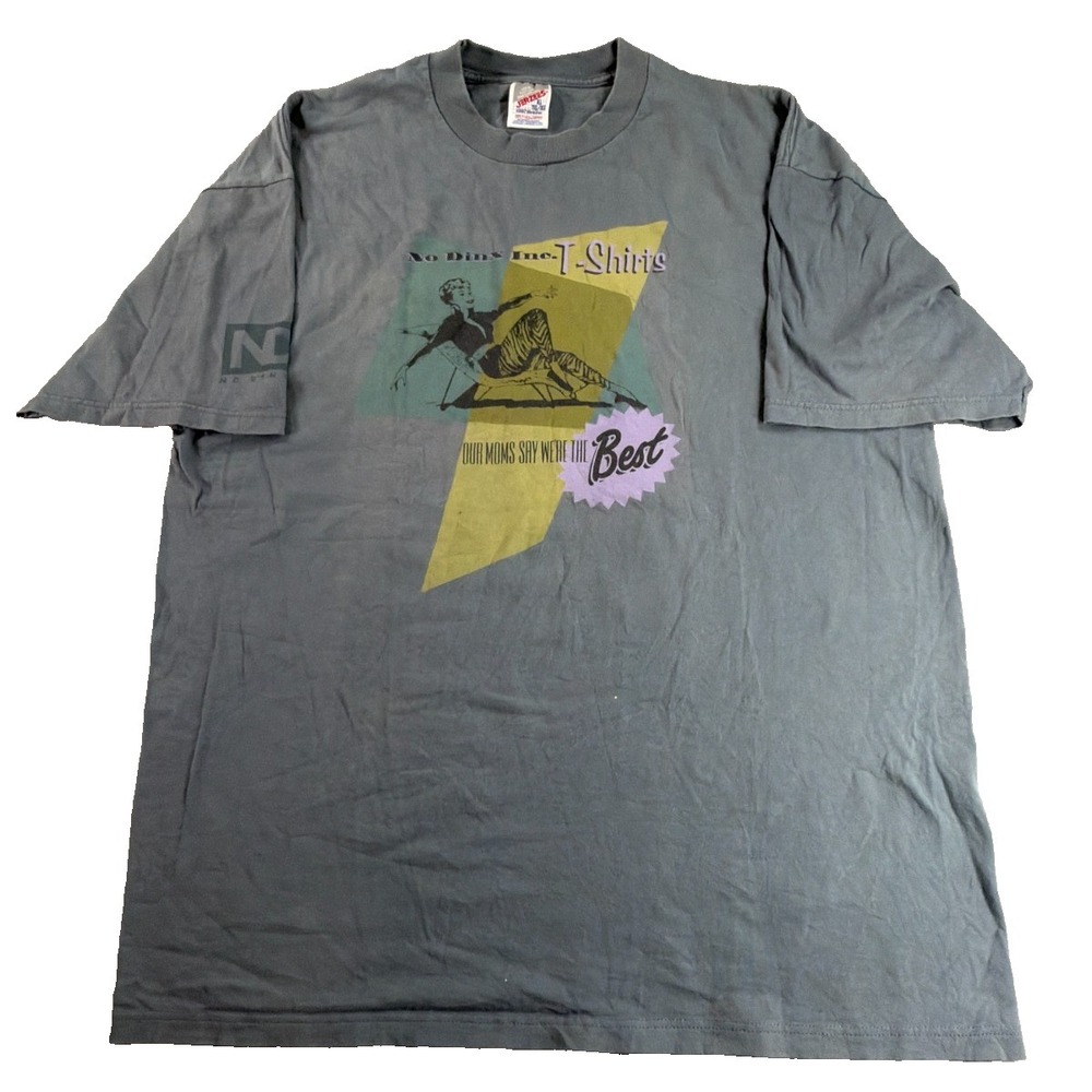 Vintage 90s No Dinx Inc T-Shirts Humor Novelty Graphic Tee Jerzees XL Gray USA